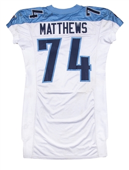 2001 Bruce Matthews Game Used & Signed Tennessee Titans Road Jersey Worn During 10/29/2001 Game at Pittsburgh on Monday Night Football (NFL-PSA/DNA)